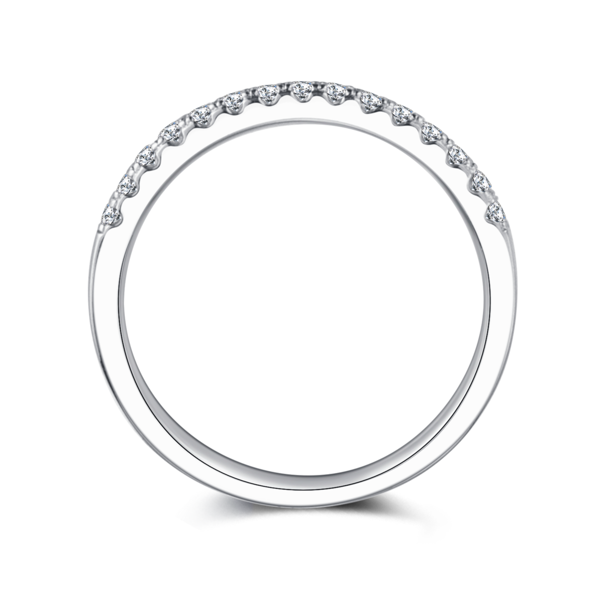 Straight lined ring guard S925 silver plated platinum Moissanite 33 points D-grade